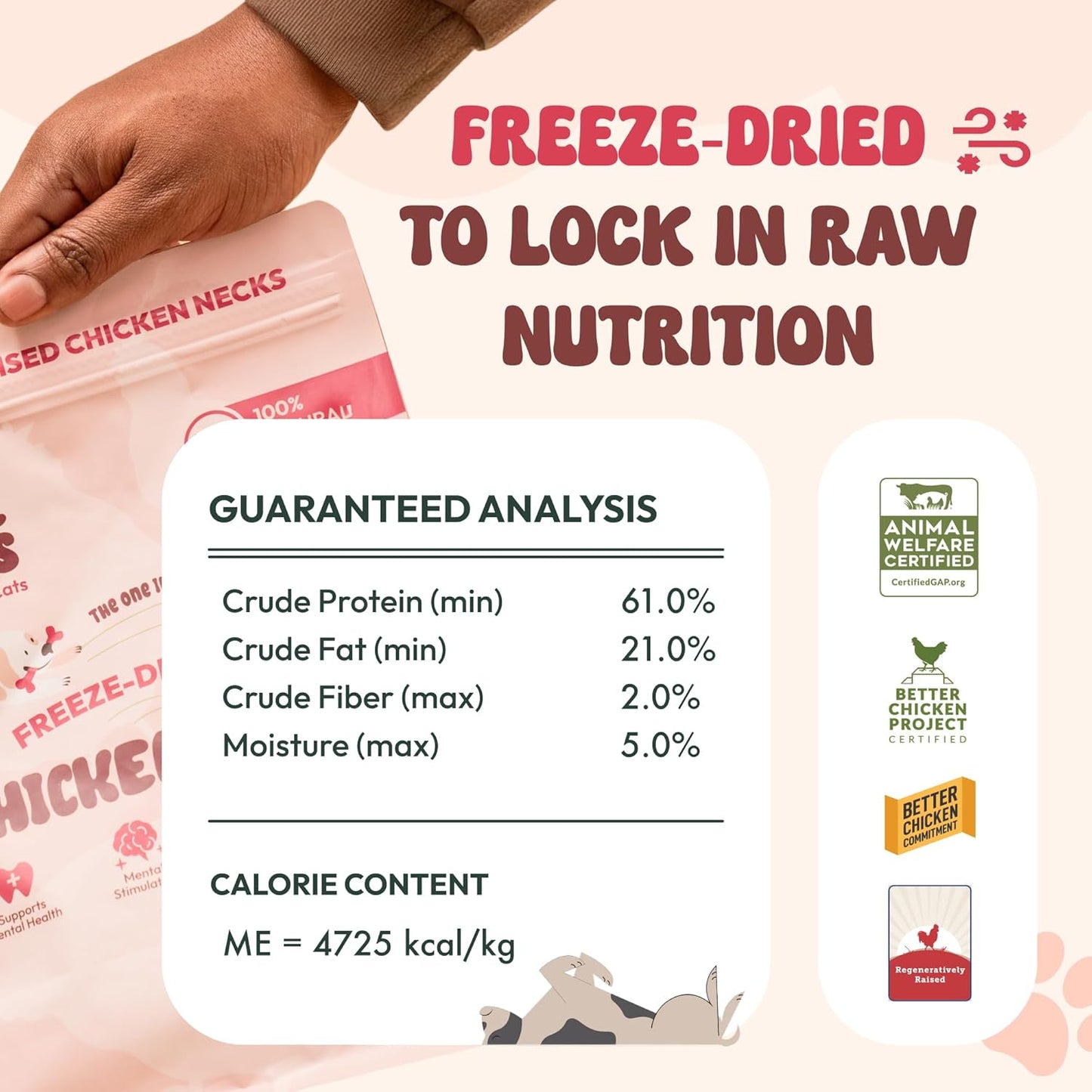 Freeze-Dried Chicken Necks, High Protein, Dental & Joint Health
