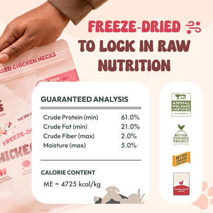 Freeze-Dried Chicken Necks, High Protein, Dental & Joint Health