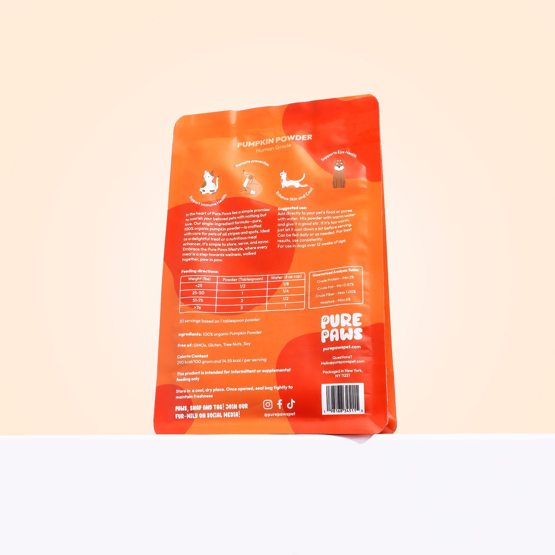 Organic Pumpkin Powder - Essential Digestive Health Supplement (7.5 oz) - Pure Paws
